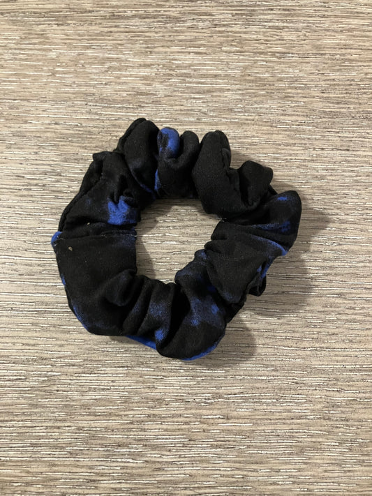 Blue black tie dye scrunchies