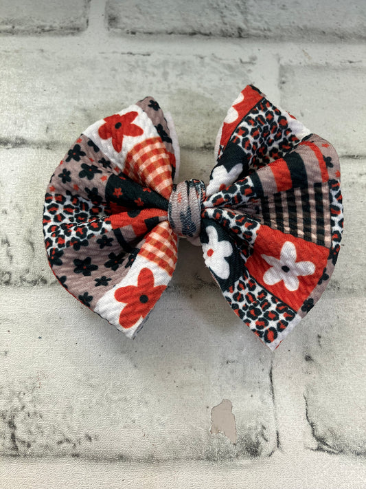 Flower patchwork clip bow
