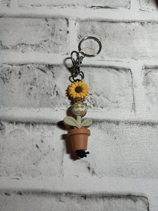 Sunflower floral potted keychains