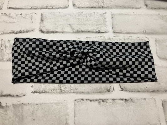 Gray black checkered adult headbands