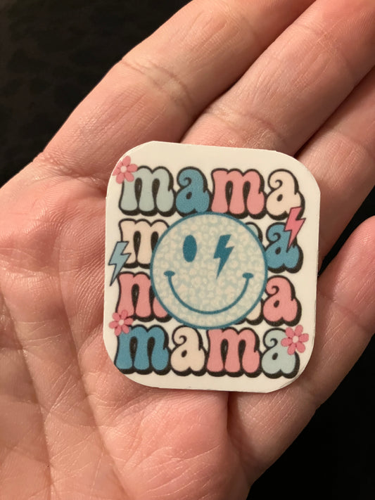 Mama smiley pink blue stickers