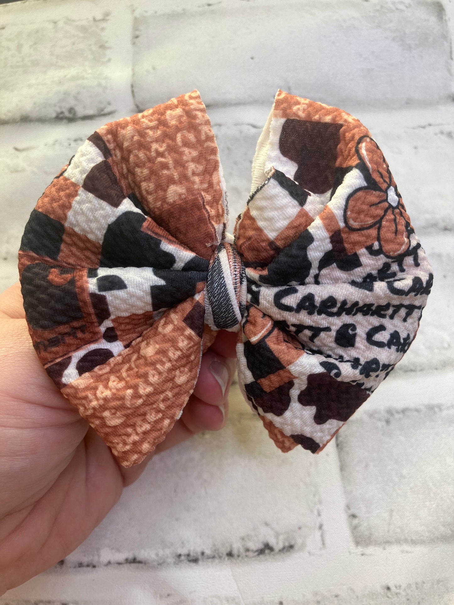 Brown workwear flower clip bow