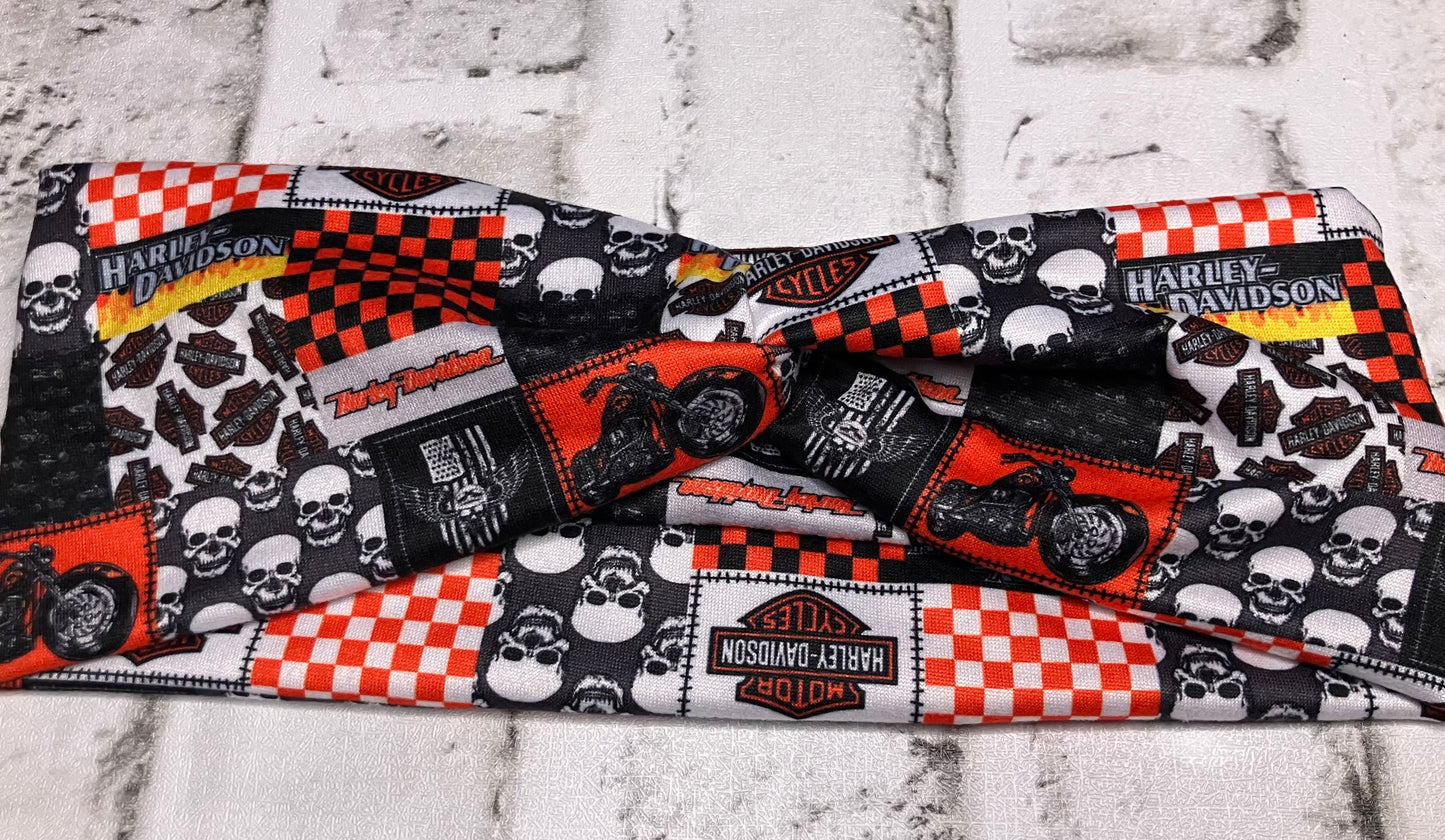 Orange motorcycle patchwork child headbands