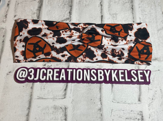 Blue collar cow headbands child💚