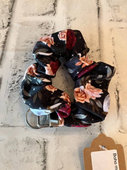 Boho burgundy moon scrunchie keychains