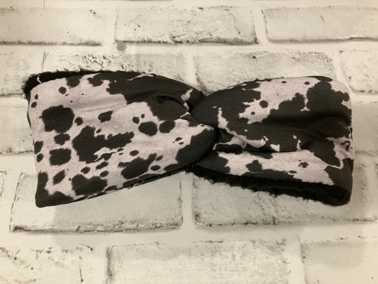 Black cow adult ear warmers