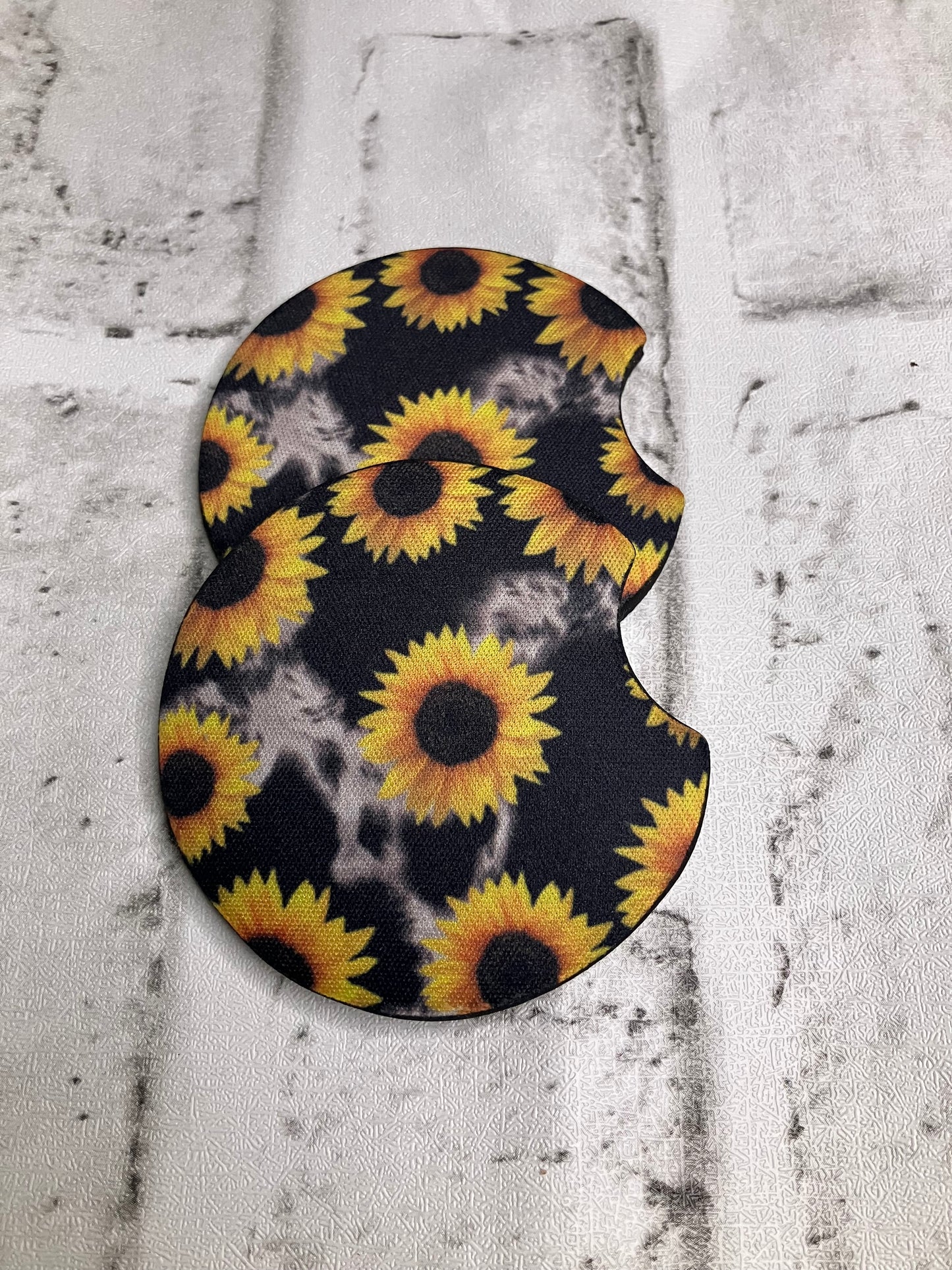 Cow sunflower car coasters