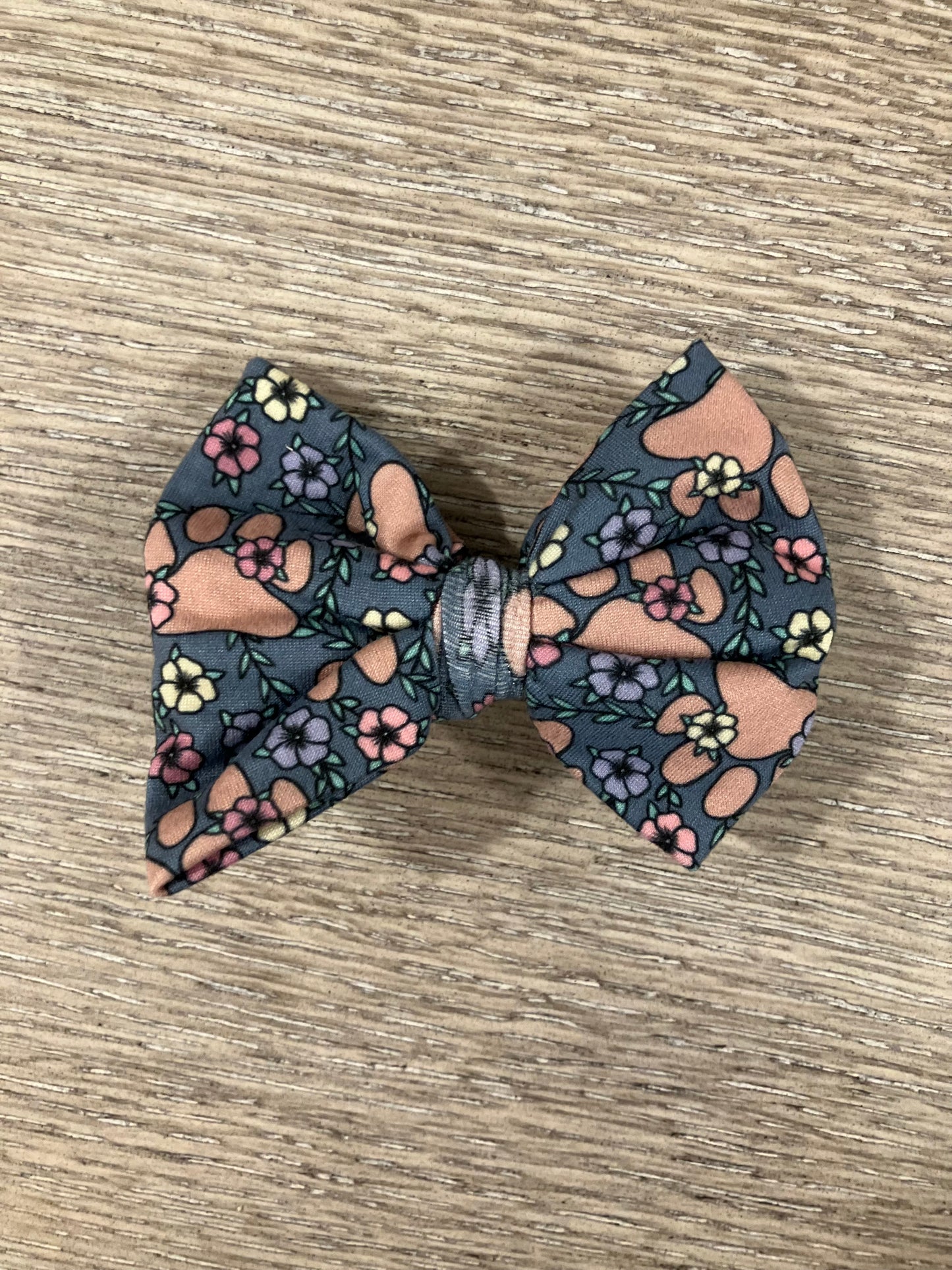 Floral paw print clip bows