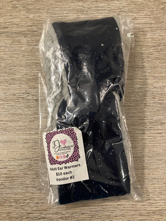 Navy sparkle gray adult ear warmer