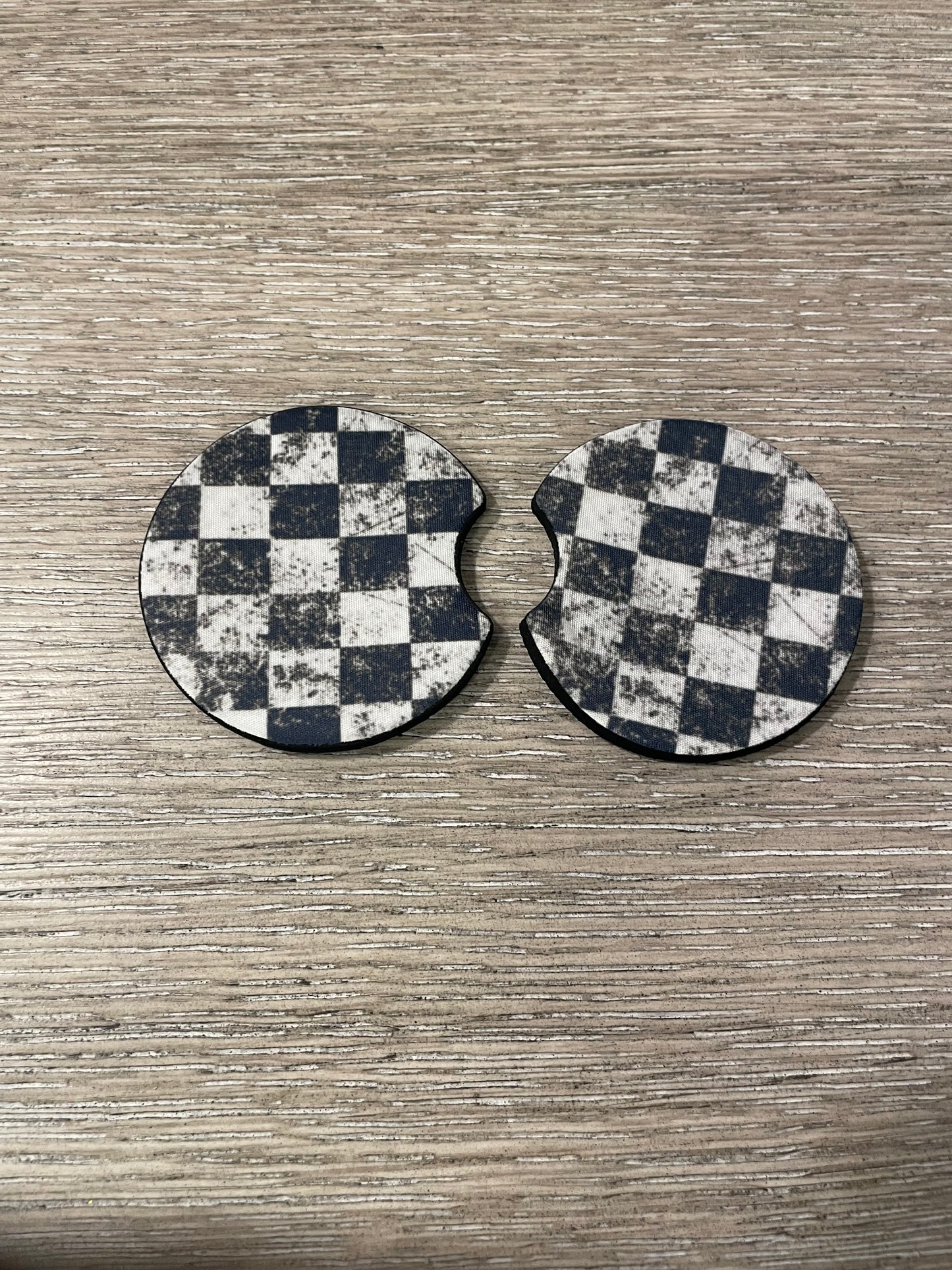Checkered car coasters