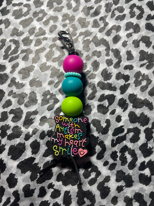 Someone with autism makes me smile keychain