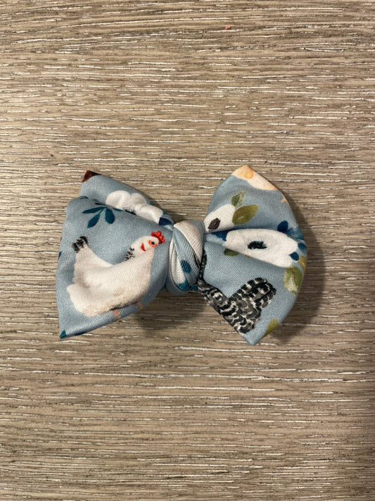 Blue chicken clip bows