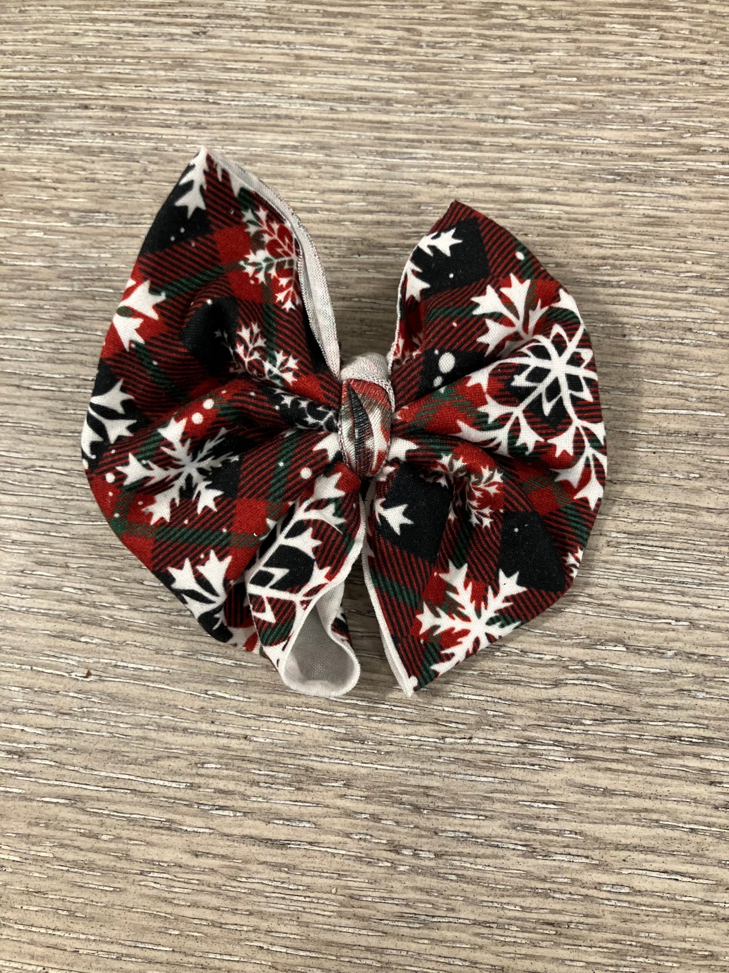 Plaid snowflake clip bow