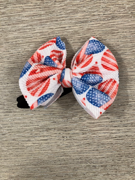 Patriotic hearts nylon bows