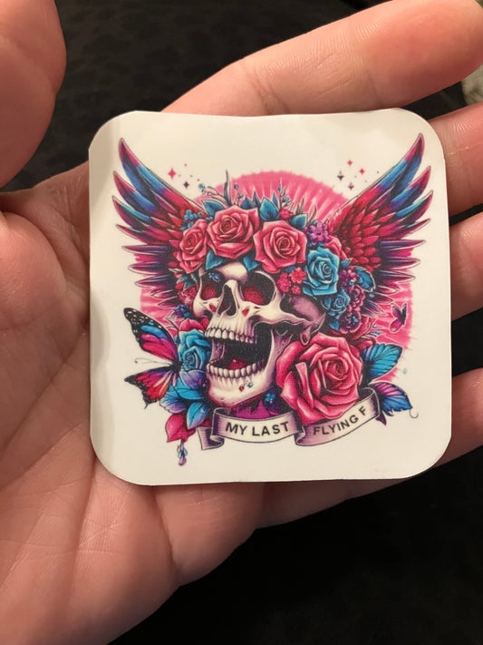 Pink skull wings stickers