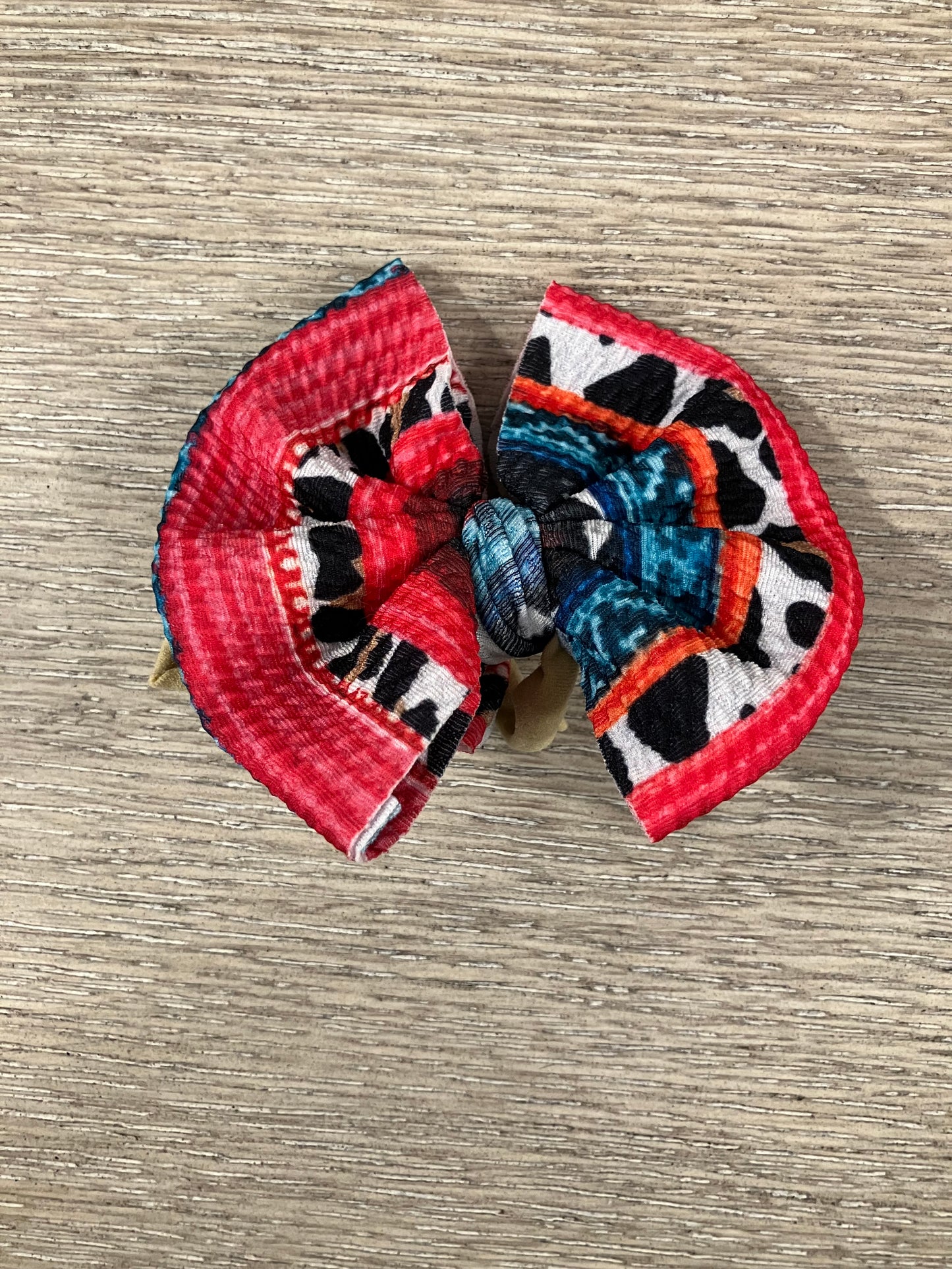 Serape cow nylon bow