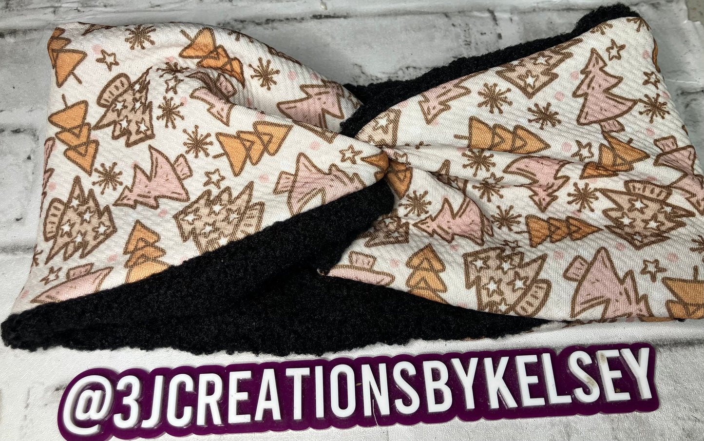 Boho trees black child ear warmers🪩