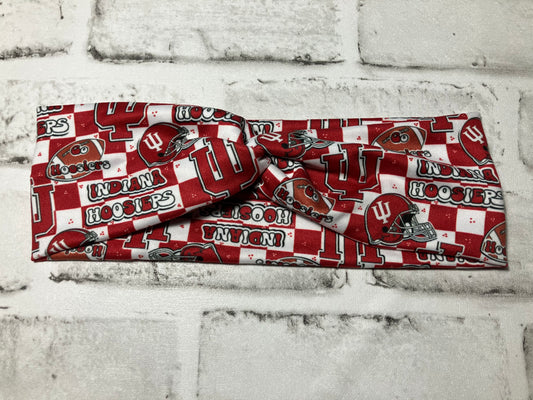 New cream and crimson football adult headband