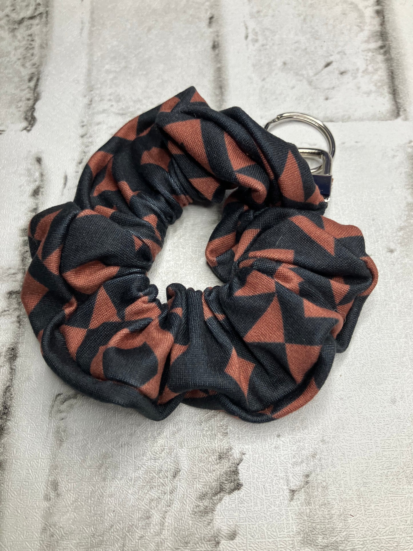 Black brown Aztec scrunchie keychains