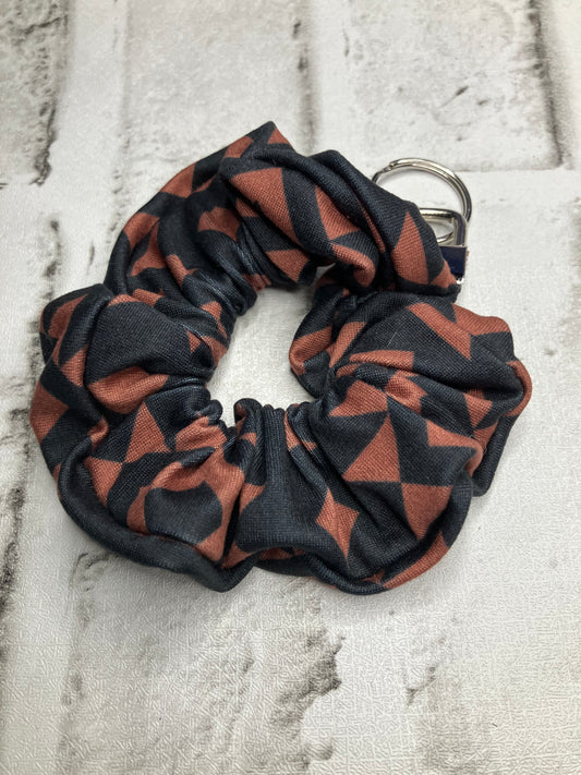 Black brown Aztec scrunchie keychains