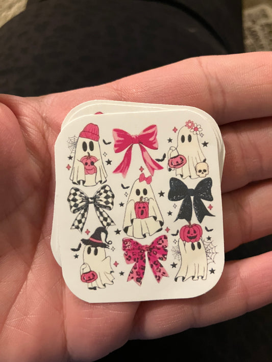 Ghosts pink bow stickers