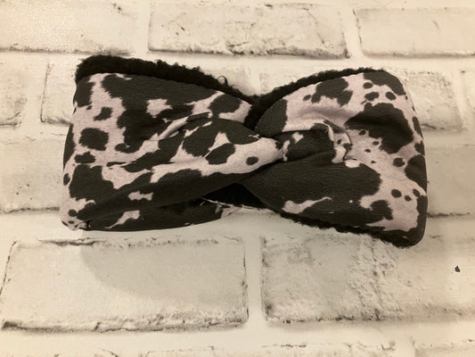 Black cow child ear warmers