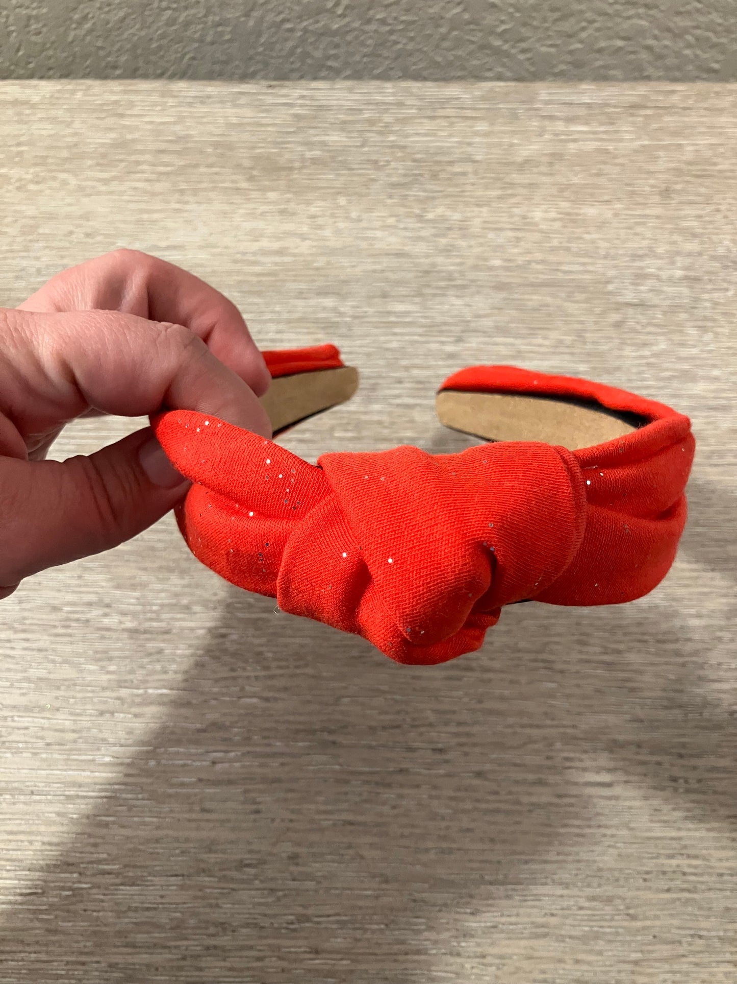 Red sparkle top knot headbands