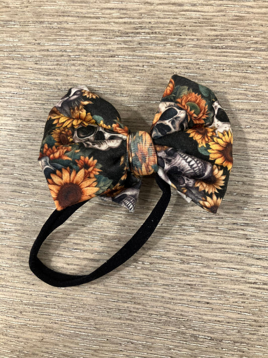 Skull sunflower nylon bows