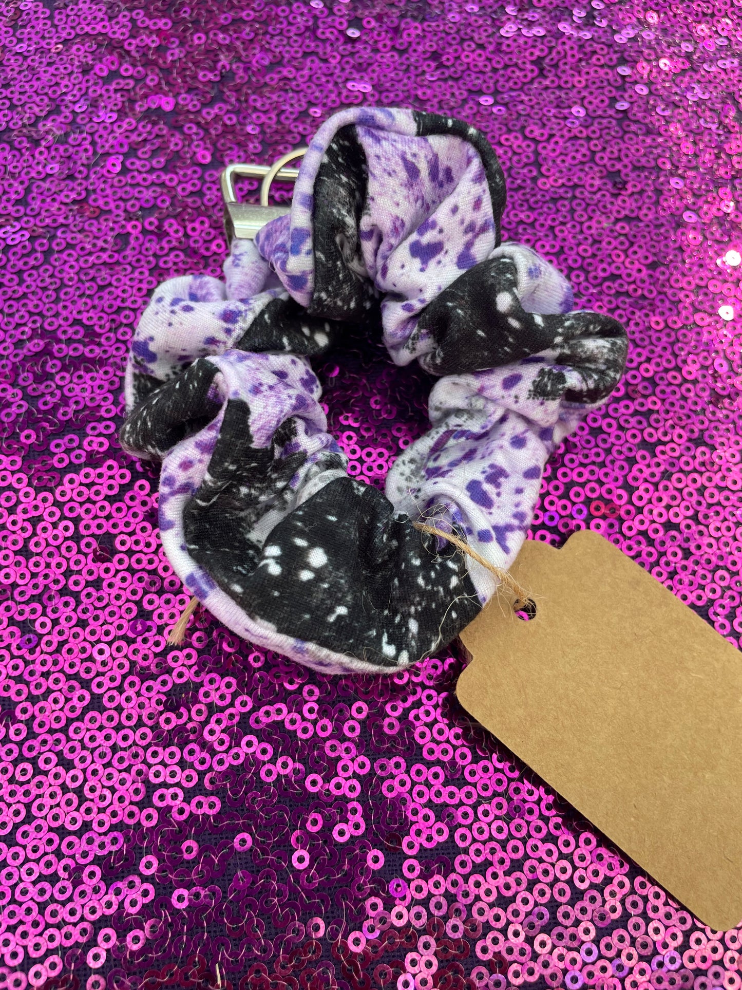 Purple cow scrunchie keychain