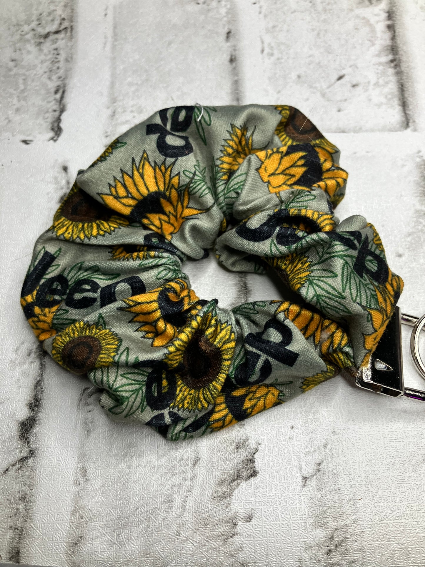 Gray sunflower off-road scrunchie keychains
