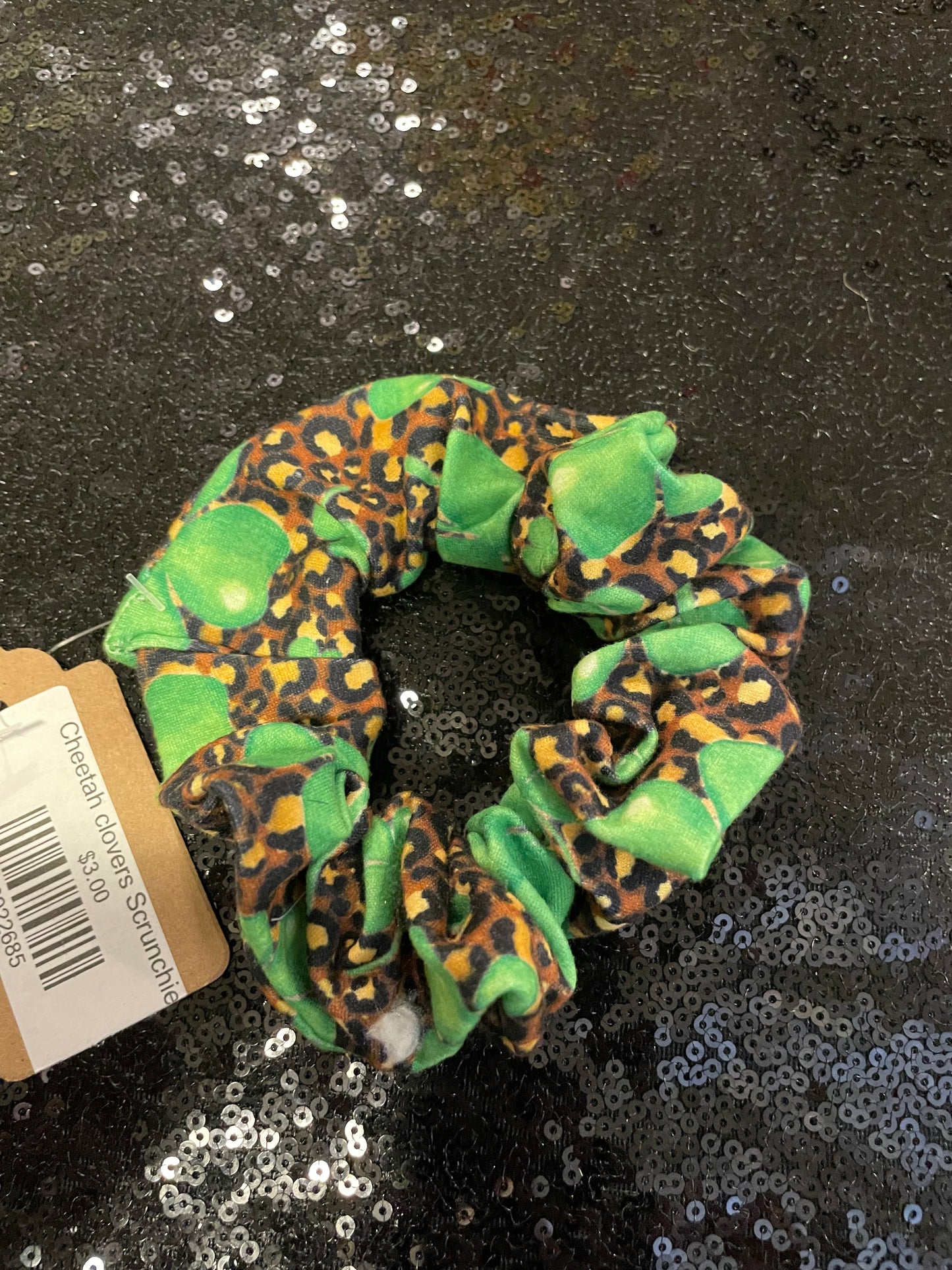 Cheetah clovers scrunchies