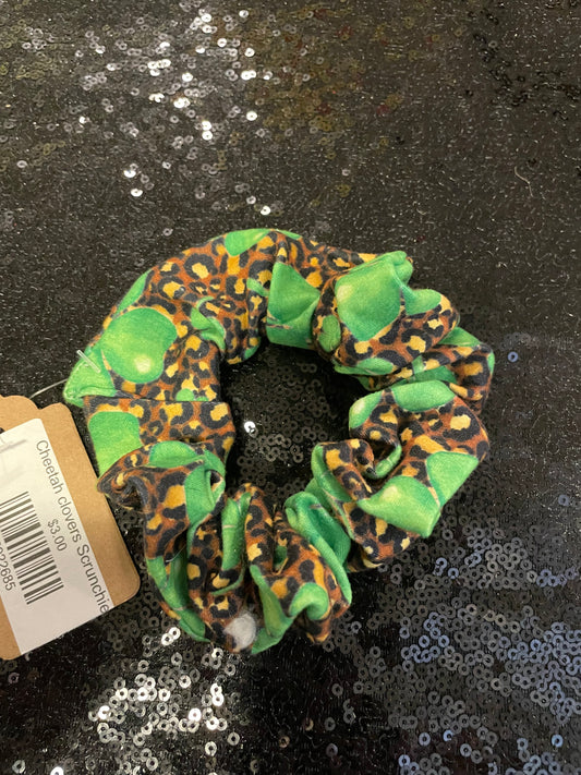 Cheetah clovers scrunchies