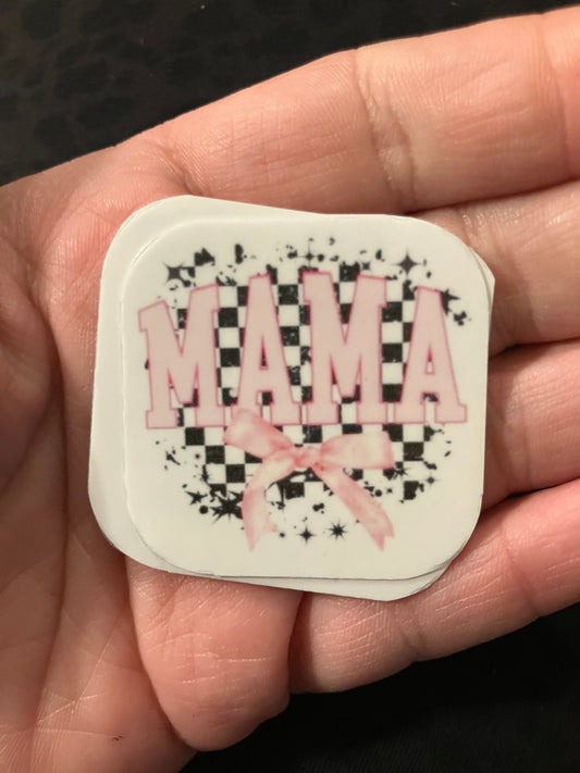 Mama checkered bow stickers