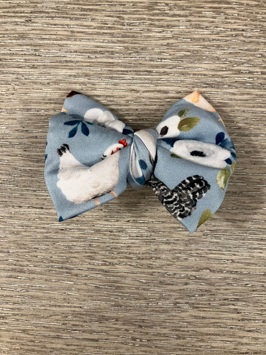 Blue chicken clip bow