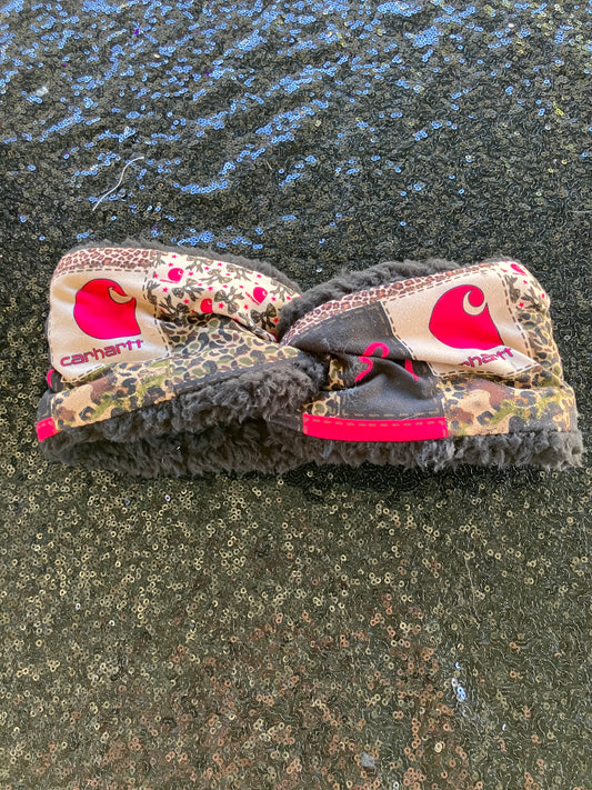 Patchwork camo boa adult ear warmers