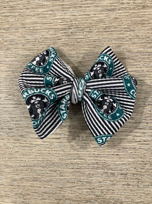 Coffee stripes clip bows