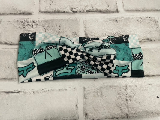 Teal racing patchwork adult