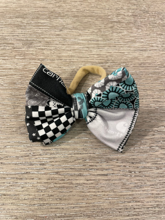 Teal workwear nylon bow