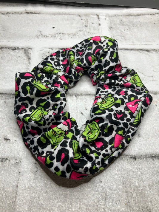 Pink mean guy leopard scrunchies