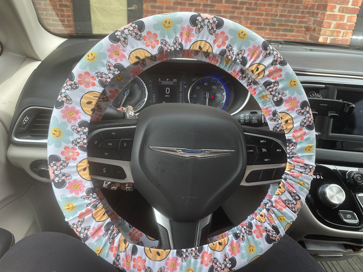 Boho floral mouse steering whee cover