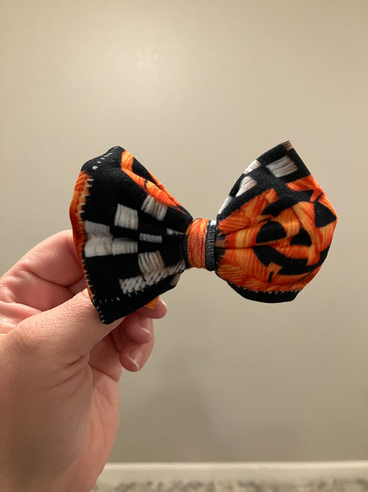 Pumpkin checkered nylon bows