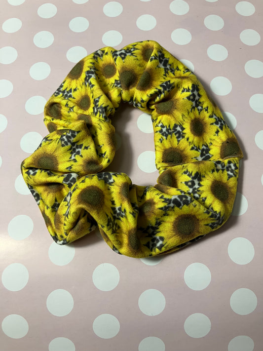 Sunflower leopard scrunchies