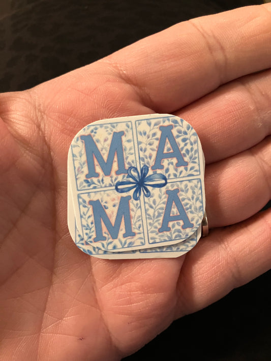 Mama blue leopard bow stickers