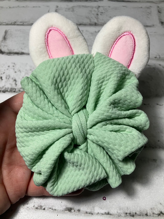 Sage bunny ear clip bow