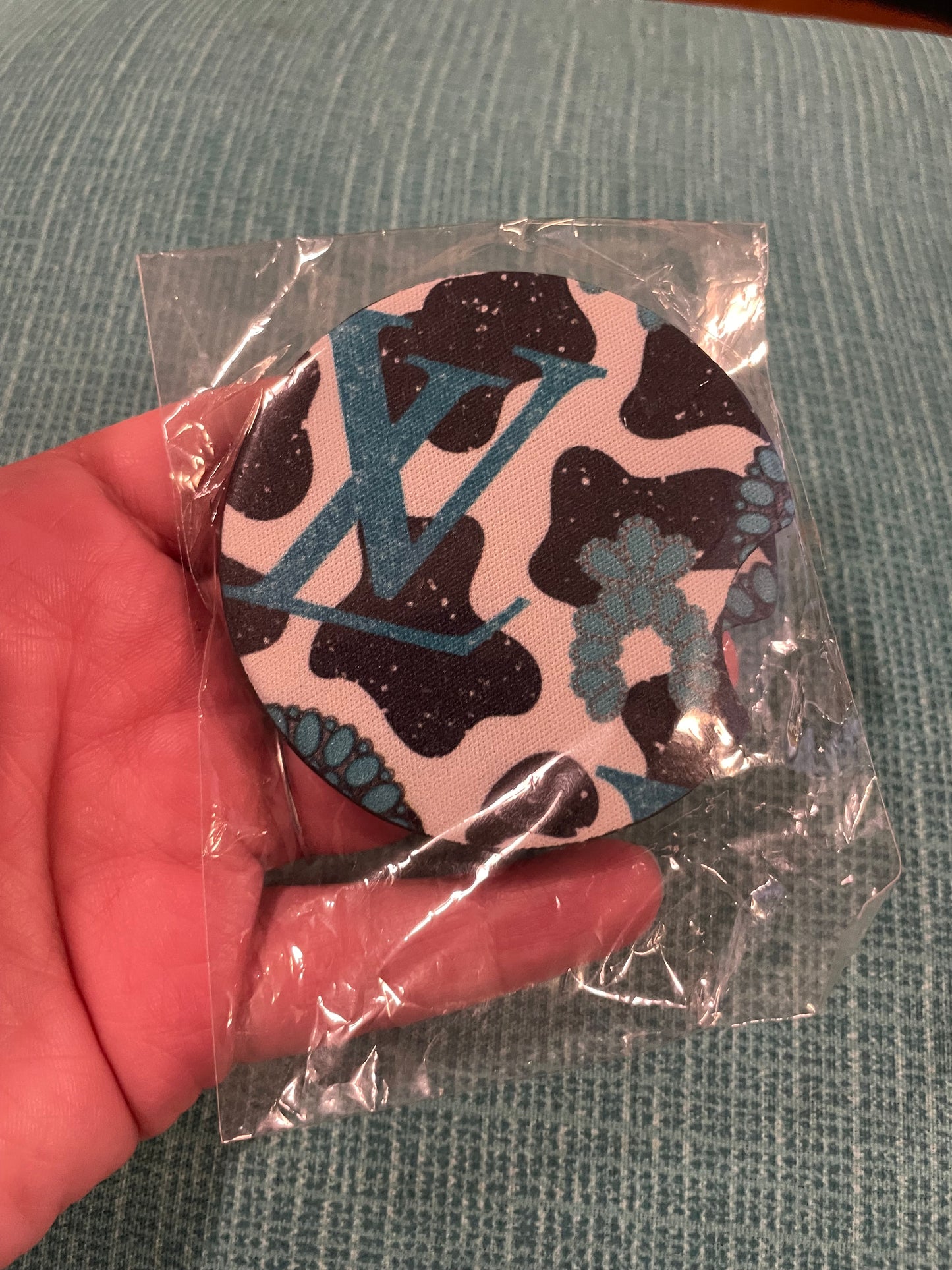 Cow turquoise high end car coasters