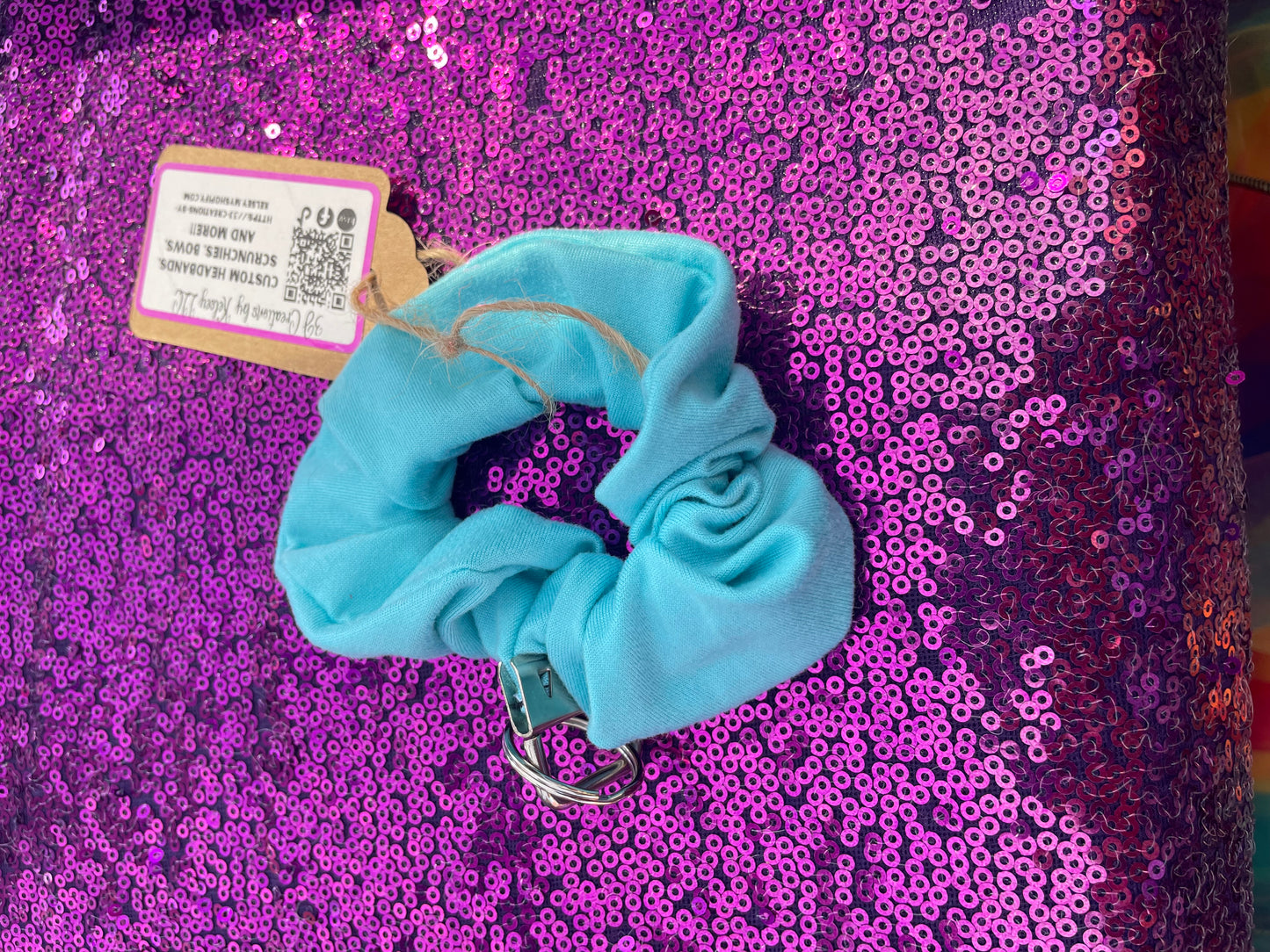 Blue scrunchie keychain