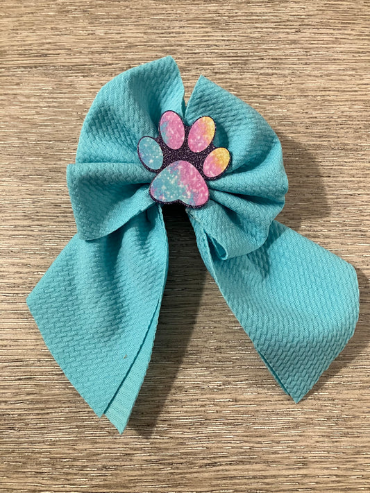 Blue with paw print sailor bow