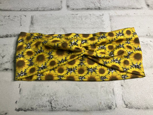 Sunflower leopard child headbands