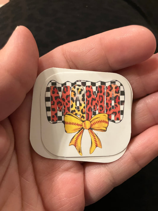 Mama softball bows stickers