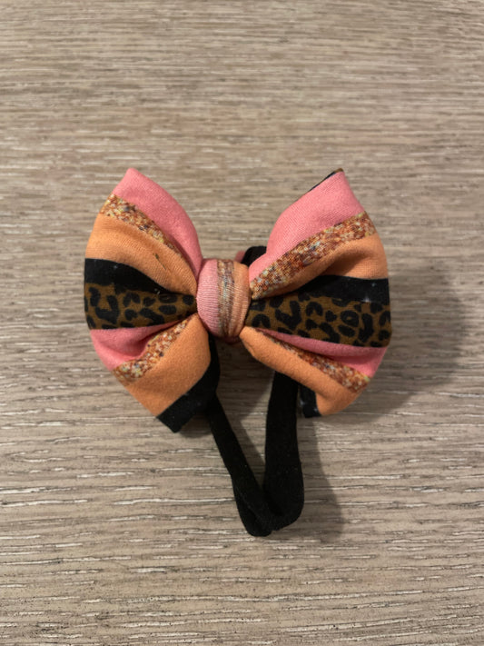 Orange leopard pink stripe nylon